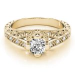 Antique Engagement Ring, Vintage Style, Round Shape, in Yellow Gold - 84518