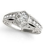 Antique Engagement Ring, Vintage Style, Round Shape, in Sterling Silver - 84519