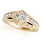 Antique Engagement Ring, Vintage Style, Round Shape, in Yellow Gold - 84519