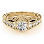 Antique Engagement Ring, Vintage Style, Round Shape, in Yellow Gold - 84519