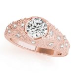 Antique Engagement Ring, Vintage Style, Round Shape, in Rose Gold - 84521