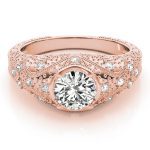 Antique Engagement Ring, Vintage Style, Round Shape, in Rose Gold - 84521