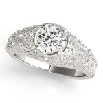 Antique Engagement Ring, Vintage Style, Round Shape, in Platinum - 84521