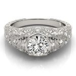 Antique Engagement Ring, Vintage Style, Round Shape, in Sterling Silver - 84521