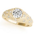 Antique Engagement Ring, Vintage Style, Round Shape, in Yellow Gold - 84521