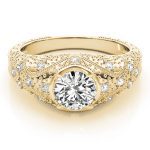 Antique Engagement Ring, Vintage Style, Round Shape, in Yellow Gold - 84521