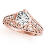 Antique Engagement Ring, Vintage Style, Round Shape, in Rose Gold - 84523