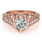 Antique Engagement Ring, Vintage Style, Round Shape, in Rose Gold - 84523