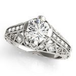 Antique Engagement Ring, Vintage Style, Round Shape, in Sterling Silver - 84523