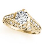 Antique Engagement Ring, Vintage Style, Round Shape, in Yellow Gold - 84523