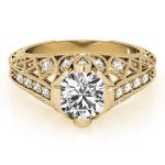 Antique Engagement Ring, Vintage Style, Round Shape, in Yellow Gold - 84523