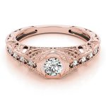 Antique Engagement Ring, Vintage Style, Round Shape, in Rose Gold - 84538