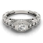 Antique Engagement Ring, Vintage Style, Round Shape, in Sterling Silver - 84538