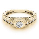 Antique Engagement Ring, Vintage Style, Round Shape, in Yellow Gold - 84538