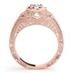 Antique Engagement Ring, Vintage Style, Round Shape, in Rose Gold - 84545