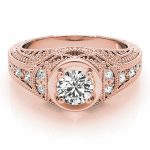 Antique Engagement Ring, Vintage Style, Round Shape, in Rose Gold - 84545