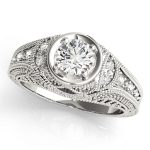 Antique Engagement Ring, Vintage Style, Round Shape, in Platinum - 84545