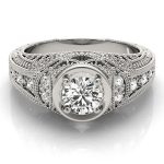 Antique Engagement Ring, Vintage Style, Round Shape, in Platinum - 84545