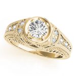 Antique Engagement Ring, Vintage Style, Round Shape, in Yellow Gold - 84545