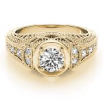 Antique Engagement Ring, Vintage Style, Round Shape, in Yellow Gold - 84545