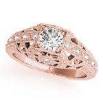 Antique Engagement Ring, Vintage Style, Round Shape, in Rose Gold - 84546