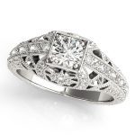 Antique Engagement Ring, Vintage Style, Round Shape, in Sterling Silver - 84546