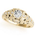 Antique Engagement Ring, Vintage Style, Round Shape, in Yellow Gold - 84546