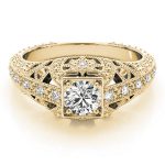 Antique Engagement Ring, Vintage Style, Round Shape, in Yellow Gold - 84546