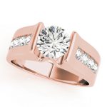 Channel Set Engagement Ring, Side Stone Style, Round Shape, in Rose Gold - 84556