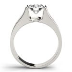 Channel Set Engagement Ring, Side Stone Style, Round Shape, in Sterling Silver - 84556