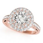 Halo Engagement Ring, Round Shape, in Rose Gold - 84598