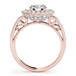 Halo Engagement Ring, Round Shape, in Rose Gold - 84598