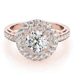 Halo Engagement Ring, Round Shape, in Rose Gold - 84598