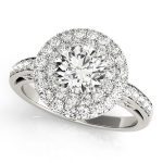 Halo Engagement Ring, Round Shape, in White Gold - 84598