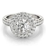 Halo Engagement Ring, Round Shape, in Sterling Silver - 84598