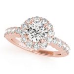 Halo Engagement Ring, Round Shape, in Rose Gold - 50830