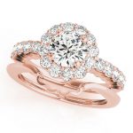 Halo Engagement Ring, Round Shape, in Rose Gold - 50830