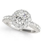 Halo Engagement Ring, Round Shape, in Sterling Silver - 50830