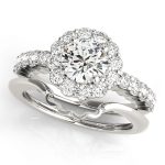 Halo Engagement Ring, Round Shape, in Sterling Silver - 50830