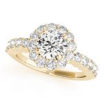 Halo Engagement Ring, Round Shape, in Yellow Gold - 50830