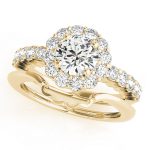 Halo Engagement Ring, Round Shape, in Yellow Gold - 50830