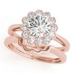 Halo Engagement Ring, Round Shape, in Rose Gold - 50833