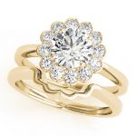 Halo Engagement Ring, Round Shape, in Yellow Gold - 50833