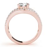 Multirow Engagement Ring, Side Stone Style, Round Shape, in Rose Gold - 84627