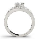 Multirow Engagement Ring, Side Stone Style, Round Shape, in White Gold - 84627