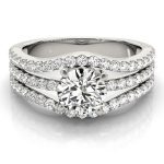 Multirow Engagement Ring, Side Stone Style, Round Shape, in White Gold - 84627