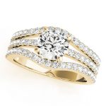 Multirow Engagement Ring, Side Stone Style, Round Shape, in Yellow Gold - 84627