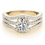 Multirow Engagement Ring, Side Stone Style, Round Shape, in Yellow Gold - 84627