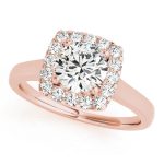 Halo Engagement Ring, Round Shape, in Rose Gold - 84658