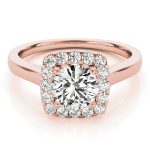 Halo Engagement Ring, Round Shape, in Rose Gold - 84658